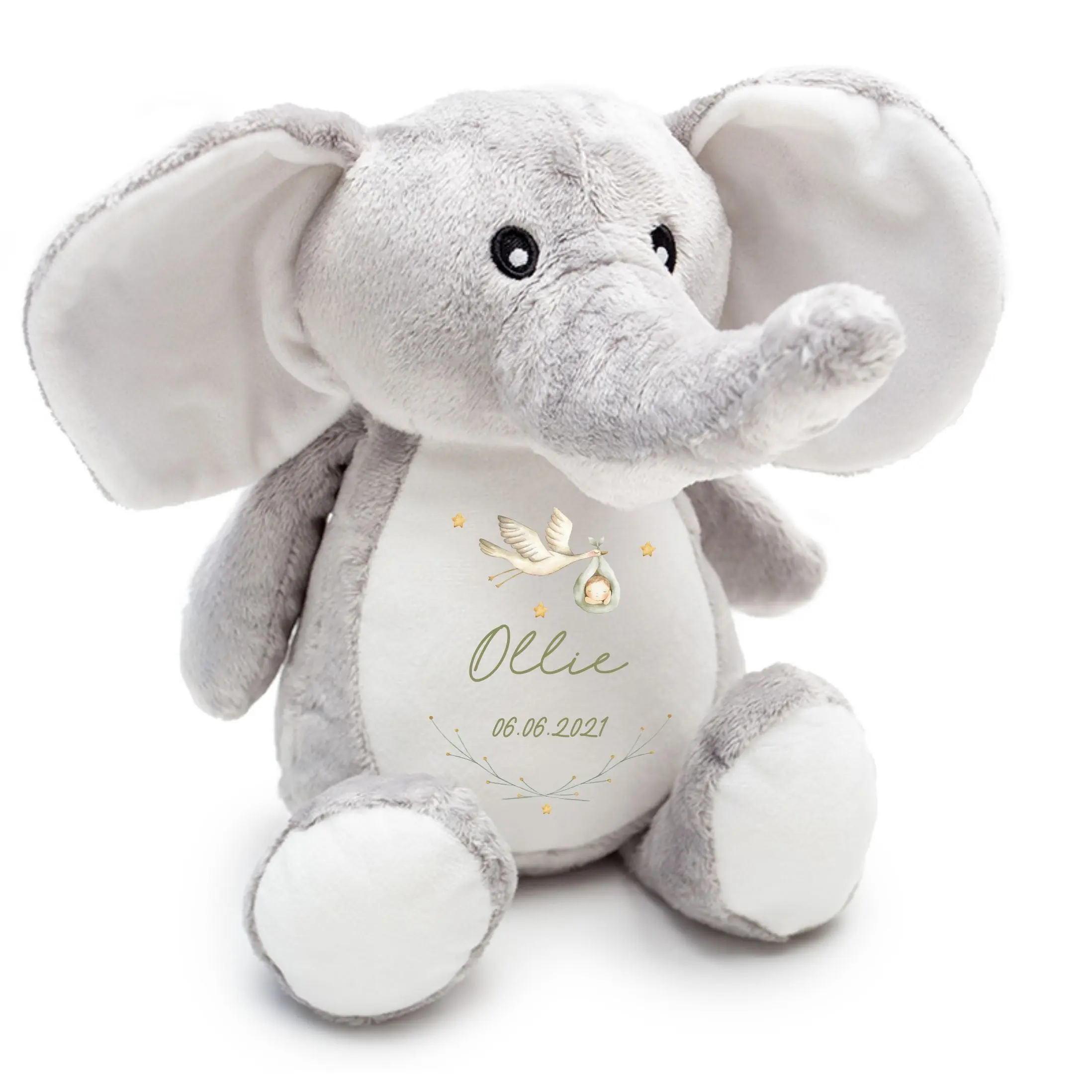 Personalised New Baby Soft Toy Name and Date of Birth - New Baby Gift - Baby Shower - Christening Gift - Baby Girl Baby Boy