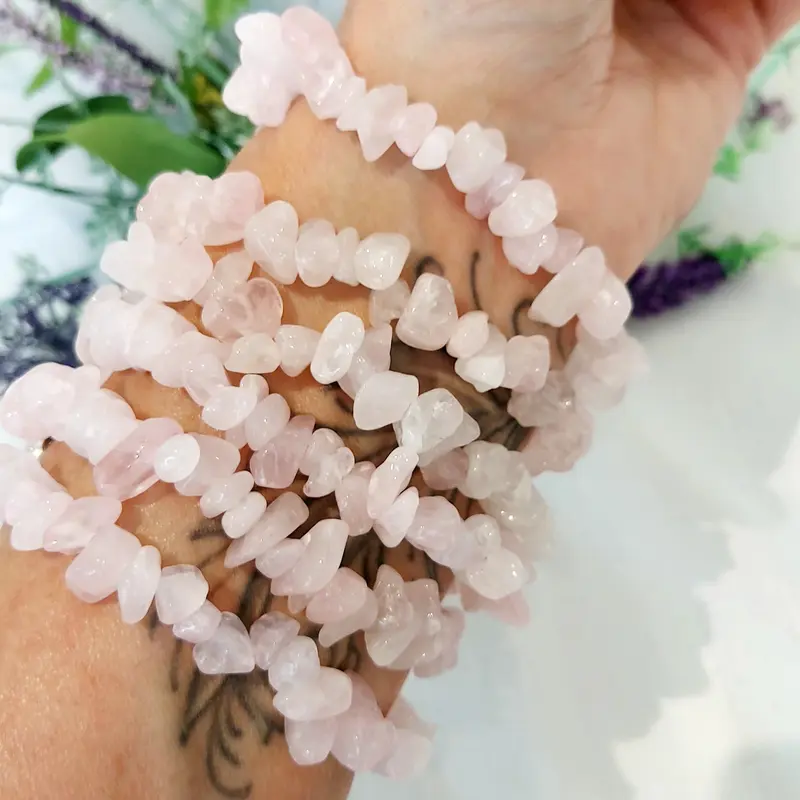 Rose Quartz Chip Bracelet, Pink Rose Quartz Jewellery, UK Seller crystals crystal 1