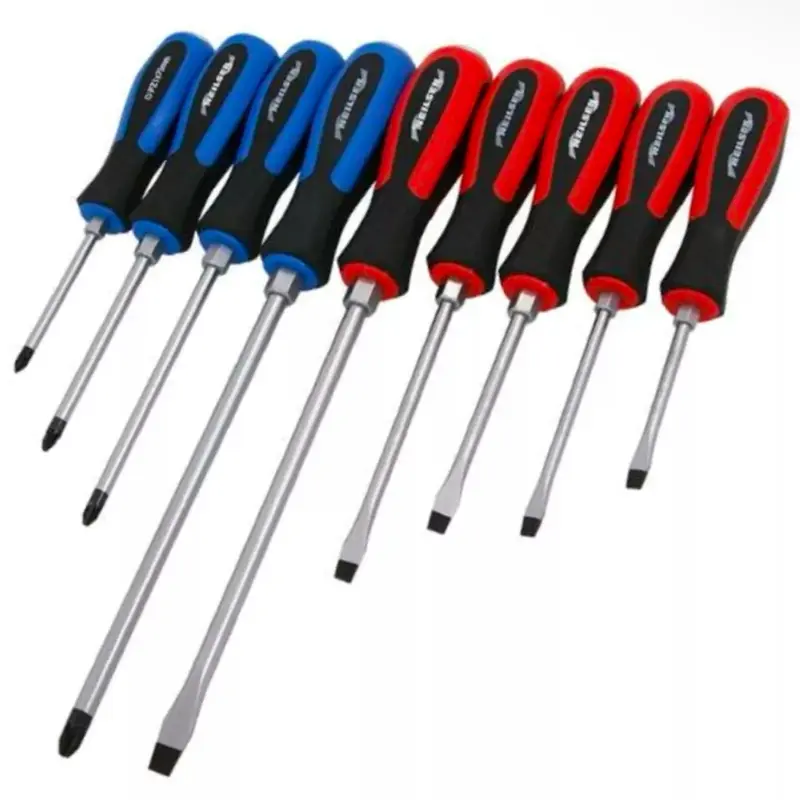 Neilsen CT4031 9pc Professional Pozi Flat Slotted Magnetic Tip Screwdriver Set 1