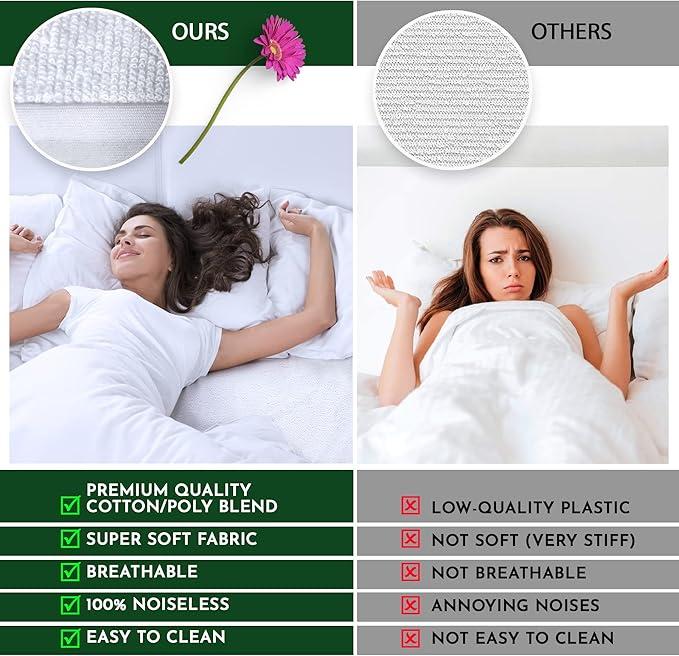 100% Waterproof Mattress Protector | Soft Terry Towel Cotton Mattress Cover | Anti Allergy, Noiseless, Super Absorbent and Breathable | Extra Deep 40 cm Fitted Style Skirt | Machine Washable Mattress Cover all Sizes | 4