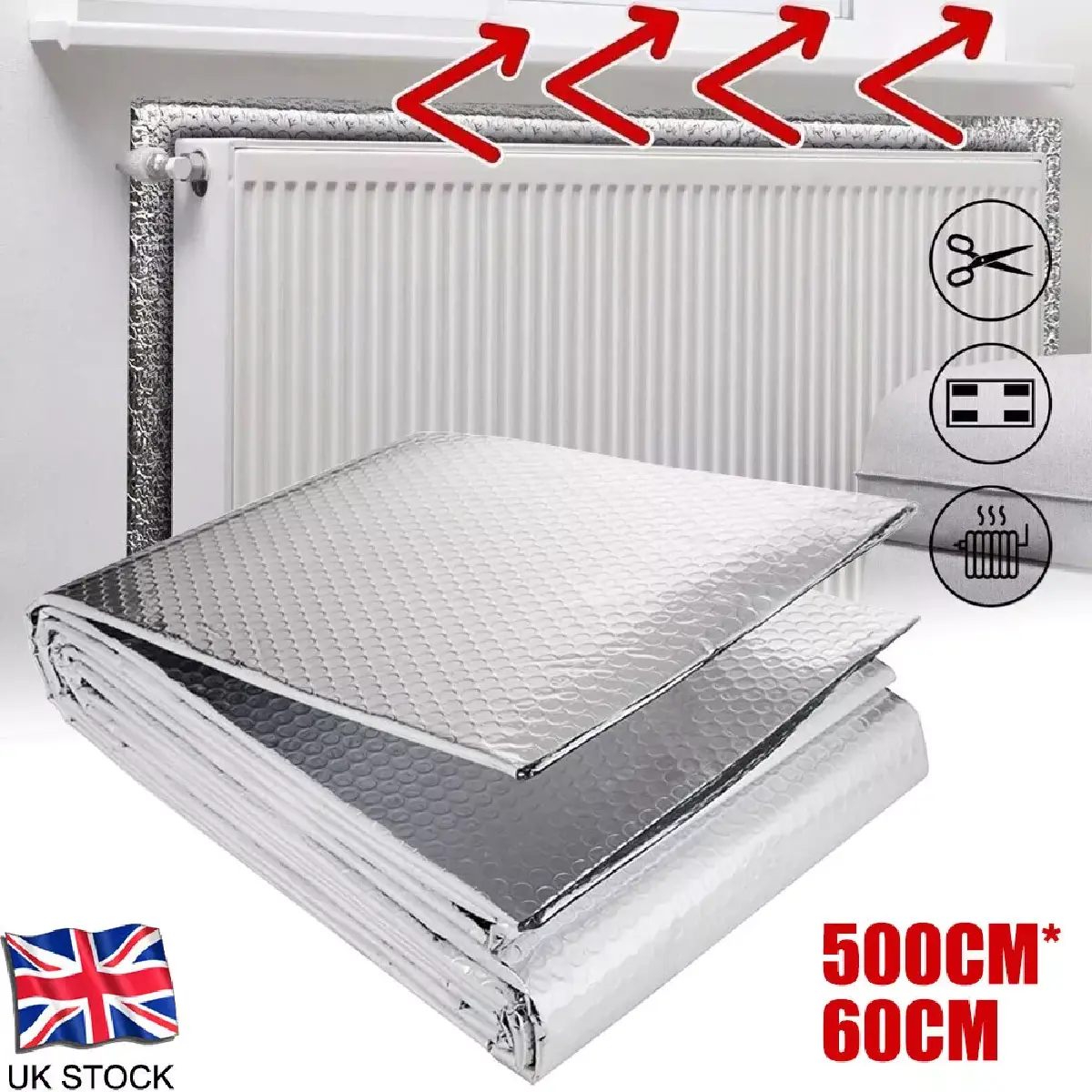 5Mx60cm Radiator Reflective Foil Energy Saving Insulation For All Heater Room UK Ramdan sale 50% off on Ramdan