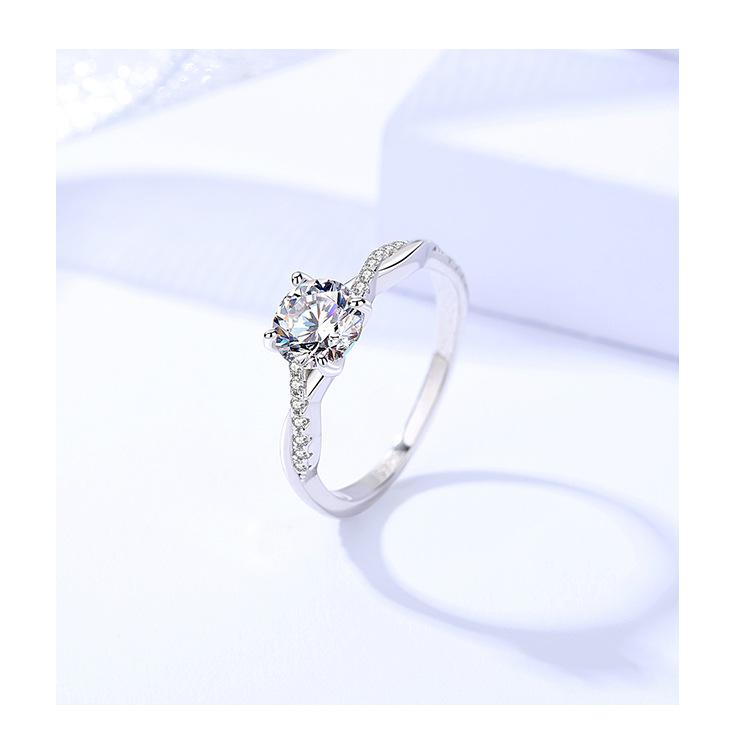 Elegant 925 Sterling Silver 1CT Moissanite Ring Set5