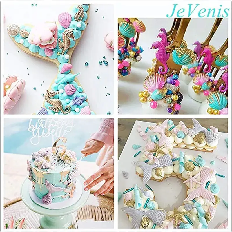 5pcs Mermaid Sea Shell Silicone Fondant Moulds Cake Decorating Chocolate Molds 6