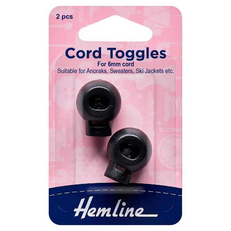 Hemline Cord Toggles: 6mm: 2 Pieces 0