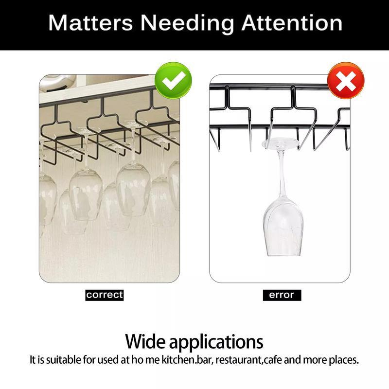 Hanging Wine Glass Shelf Holder Hanger Organizer Under Cabinet Cup Storage Rack 2