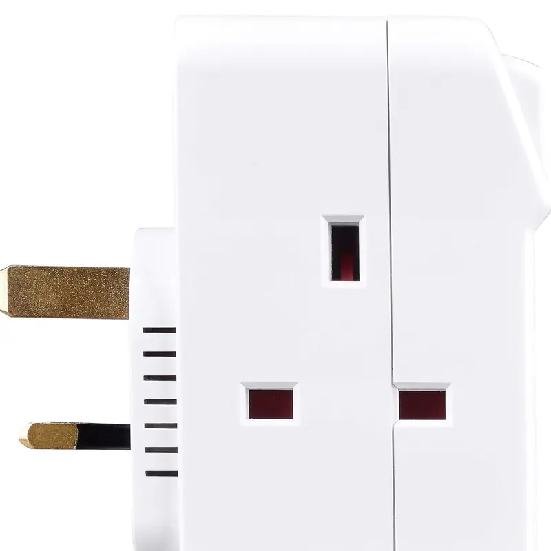 Three Socket Surge Compact Adaptor Extension Lead, 2 Metre, White 2