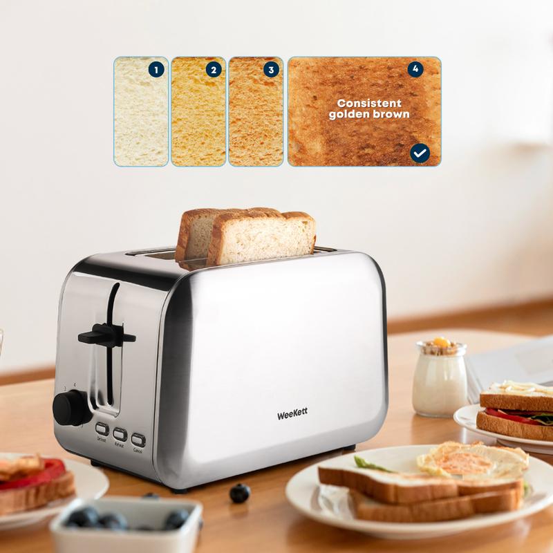 2 Slice Toaster - Toaster 2 Slice with Variable Browning Control - Stainless Steel Toaster with Wide Slots for Thick Bread Slices & Bagels - Sleek & Compact Bread Toaster 1
