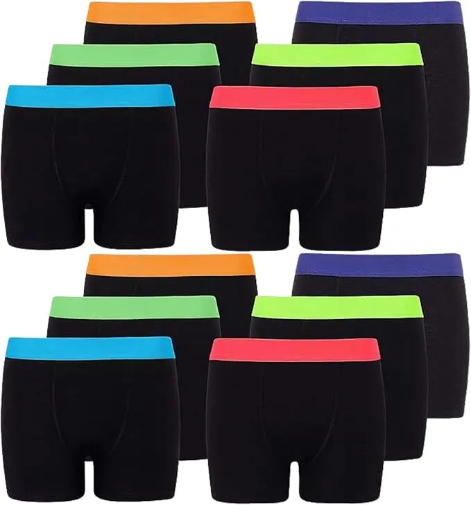 Bamu Boys Classic Boxer Shorts 6 and 12 Pack Combed Cotton Blend Designer Trunk Boxers Underwear 5Years - 13 Years