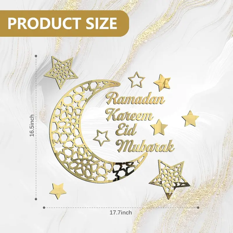 Ramadan Mubarak Decorations for Home Ramadhan Decoration Wall Stickers Eid Decor Moon Star Acrylic Walls Decals for Islamic Muslim Home 1