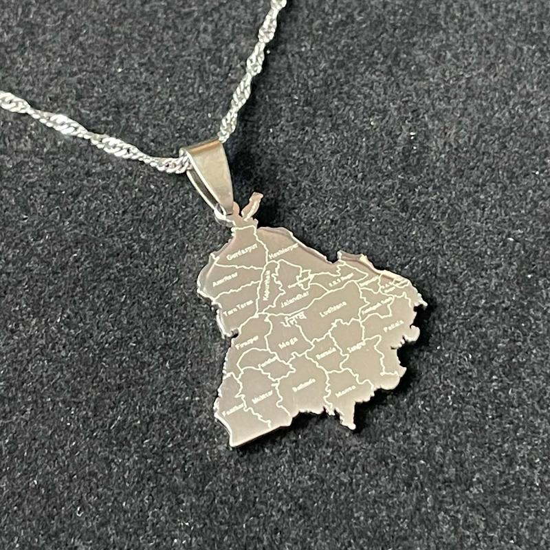 Engraved state of punjab map necklace 1