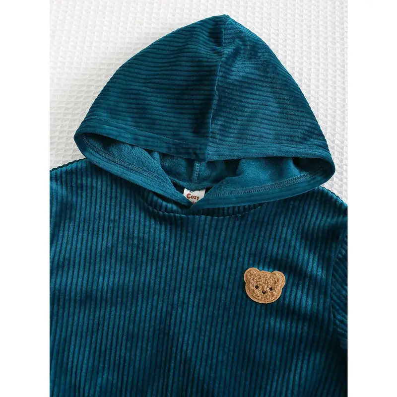 Cozy Pixies Baby Boy 2pcs Set Bear Decor Hoodie Pullover Sweatshirt And Jogger Pants 5