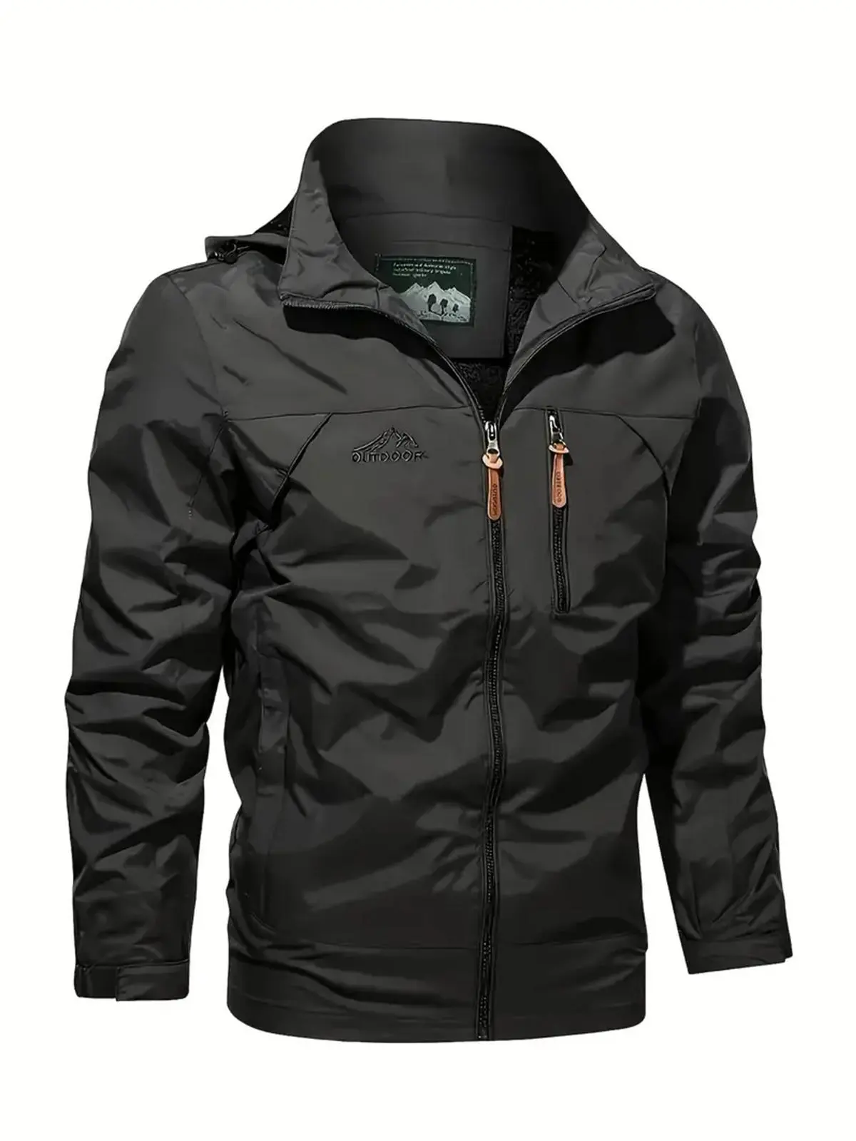 Men's Windproof Waterproof Jacket - Detachable Hood, Multi-Pocket Outdoor Coat, Jackets & Coats, Casual Nylon Design for Hiking and Everyday Wear Menswear Tops Long Sleeve