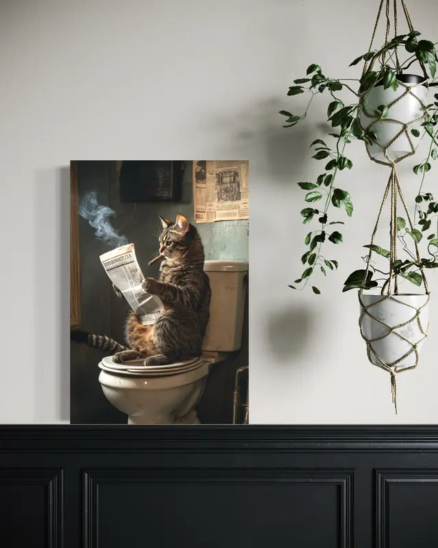 Unframed Painting, 1 Piece Cool American Bobtail Cat, Wall Art Print, Waterproof, Made In French Velvet, Bathroom Decor, Bedroom, Home Decor, Canvas Print, Poster Decoration Photo Wall Artistic, Animal Print, Canvas, Home Improvement 3