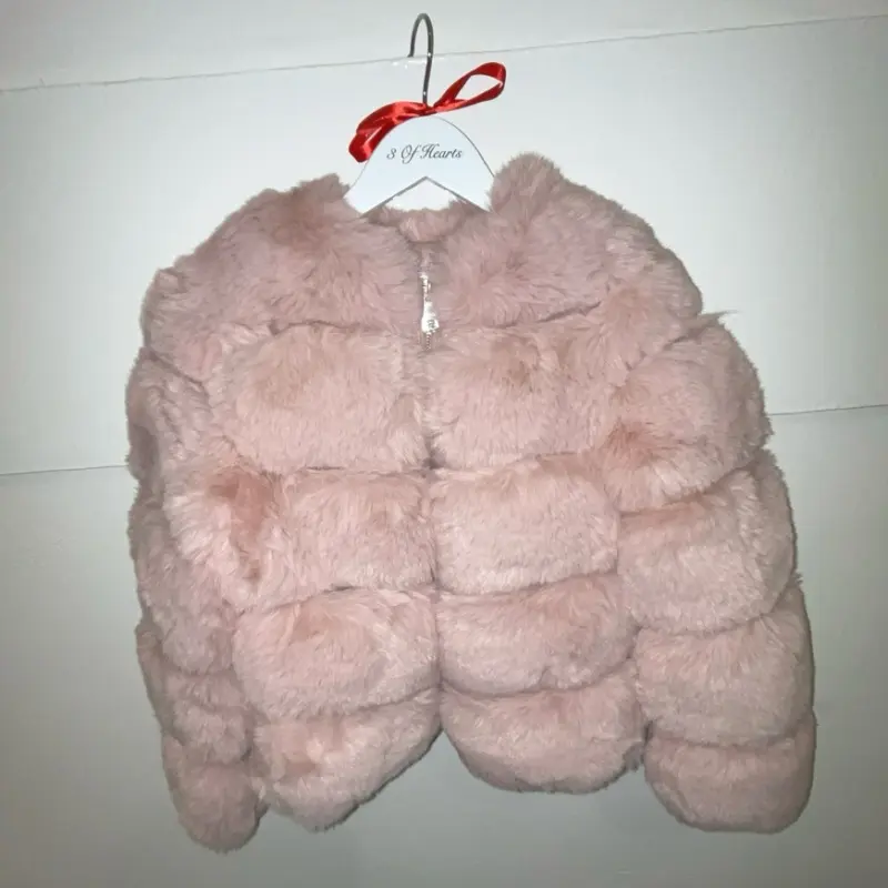 Girls' Pink Faux Fur Coat - Perfect for Winter