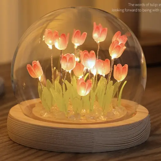 LED Tulip Flower Night Light - Handmade Bedroom Decor Lamp for Home Fairy Decor 8