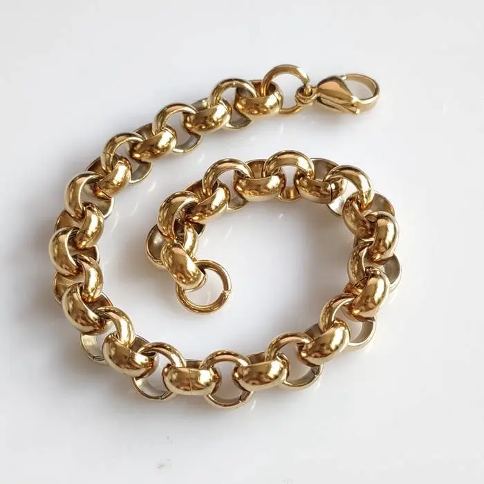 New improved 9mm plain gold belcher stainless steel 2