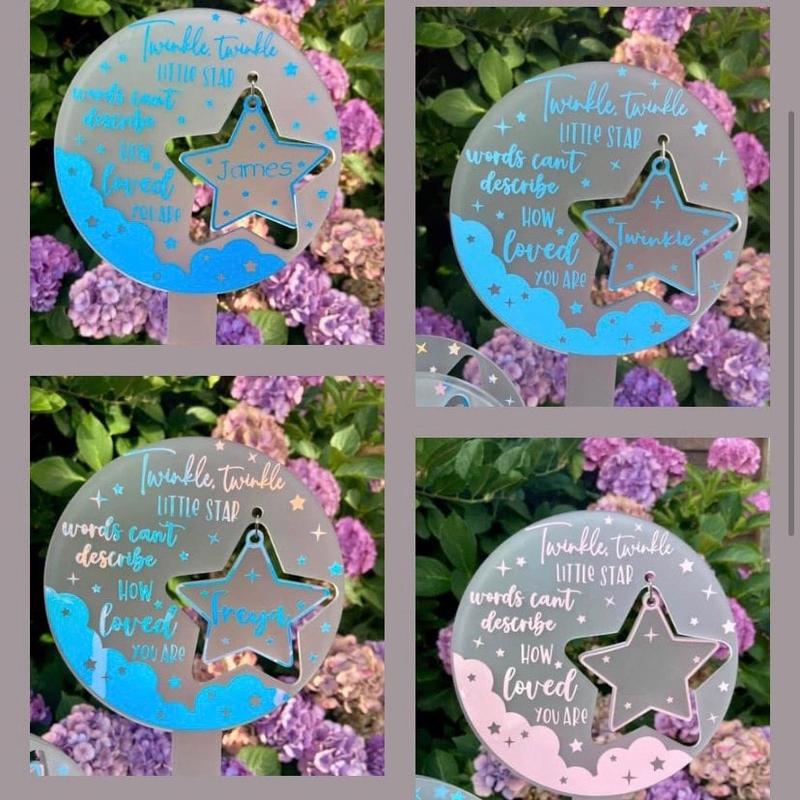 Rainbow Memorial Grave Marker Gift Stake Twinkle Twinkle Little Star Rainbow / Grief / Loss 4