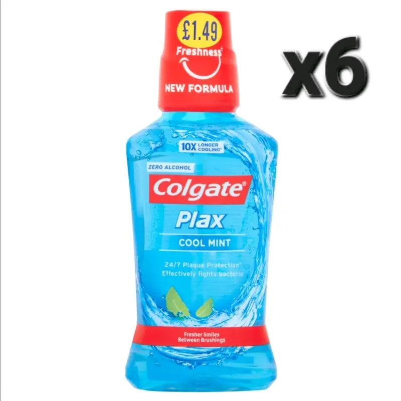 Colgate Plax Cool Mint Mouth Wash - 6 x 250ml Bottles 0