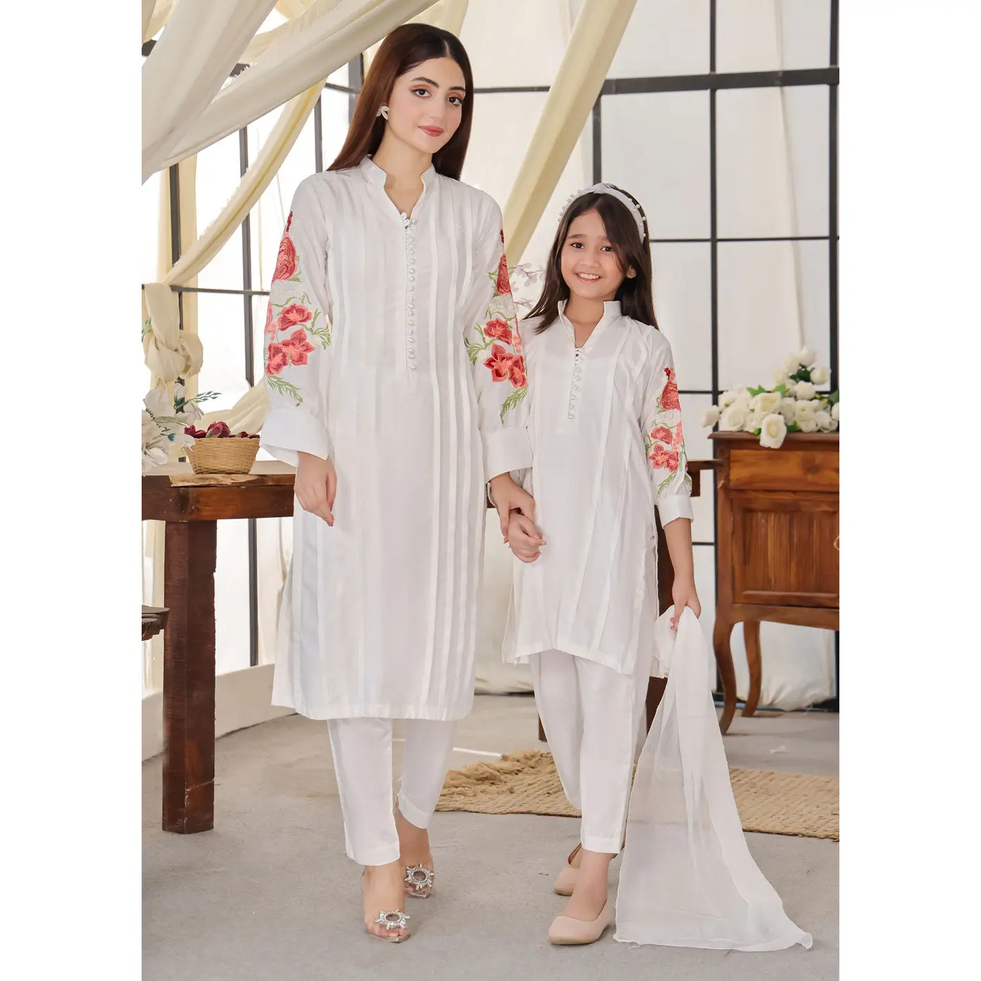 HK232 Paladin - White Linen Mummy n Me Readymade Suit