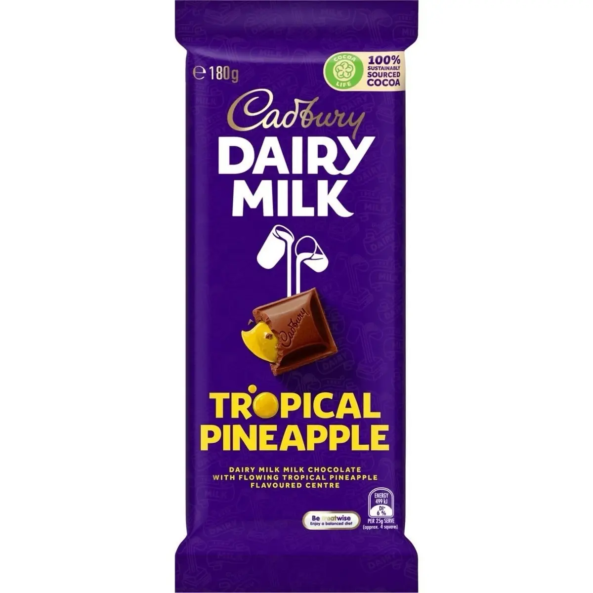 Cadbury Dairy Milk Tropical Pineapple Bar - Australian Import - Chocolate Snack  Dessert