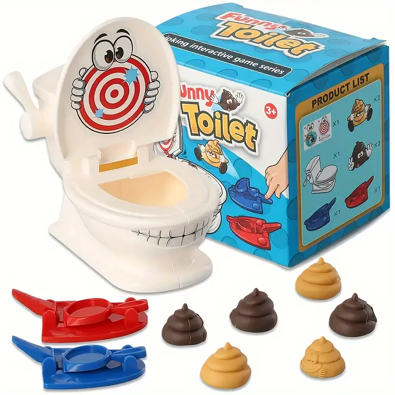 HARLESOTTO        MiaoMiao Hilarious Toilet Shooting Game Set - A Family - Oriented Game Featuring 1 Cartoon Toilet, 2 Launcher Toys, and 6 Plastic Poop Figures. Enjoy Rapid - Fire Fun with This Ideal Children's Party Game, Perfect as a Gift for Halloween 1