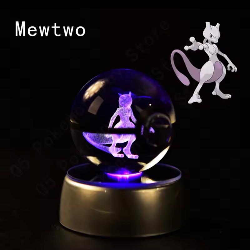 Pokemon Crystal Ball Figurine with LED Lamp Base - Pikachu, Gengar, Mew, Mewtwo - Gift, Decor 4