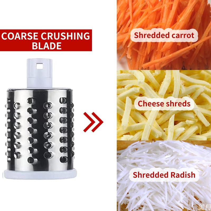 Rotary Cheese Grater - Vegetable Slicer with 3 Interchangeable Stainless Steel Drum Blades, Effortless Slicing and Dicing, 3-in-1 Handheld Vegetable Choppe for Cheese, Vegetables and Nuts Kitchen Utensils 4