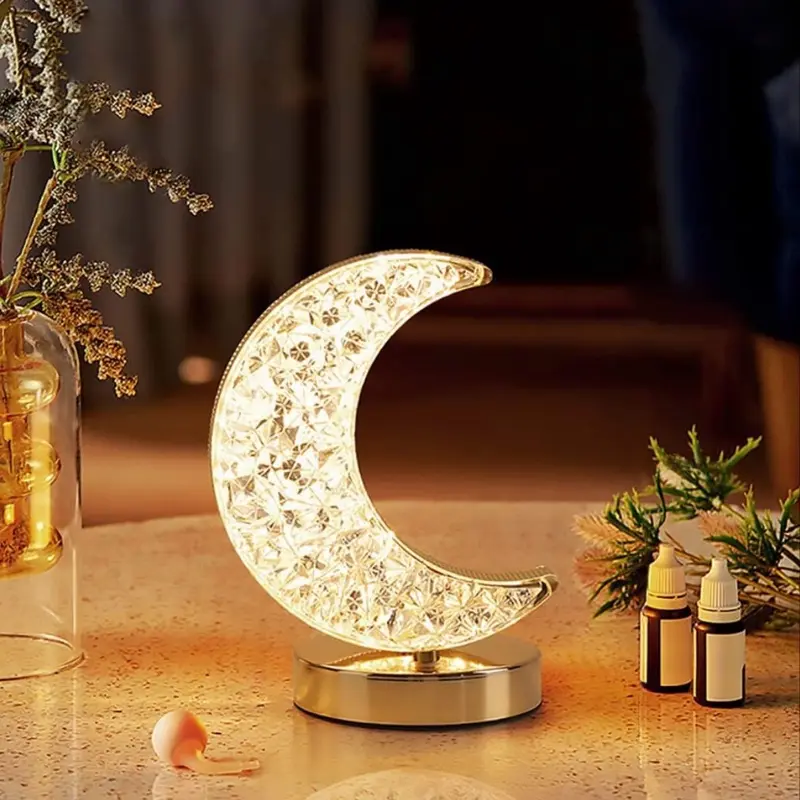 Crystal Crescent Moon Lamp