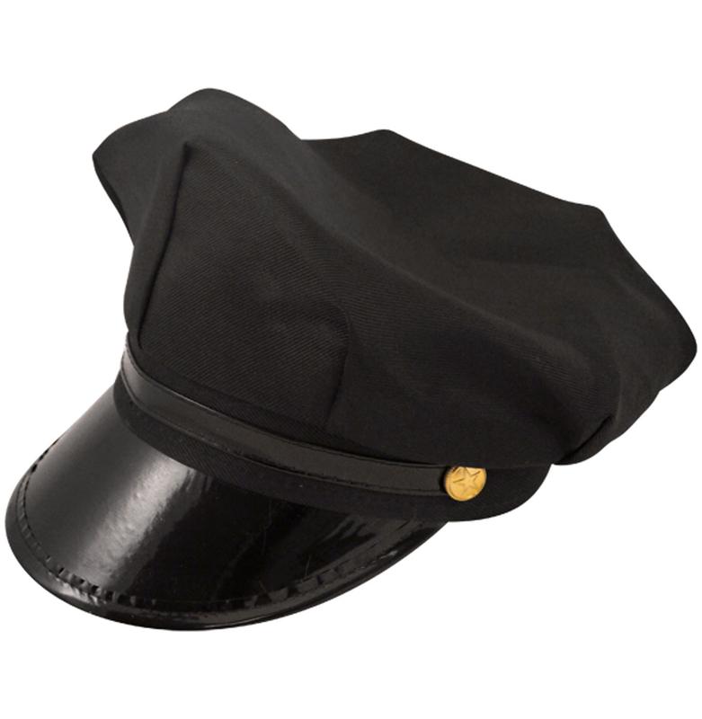 Adults Black Peaked Chauffeur Hat Limo Taxi Driver Fancy Dress Party Hat 1