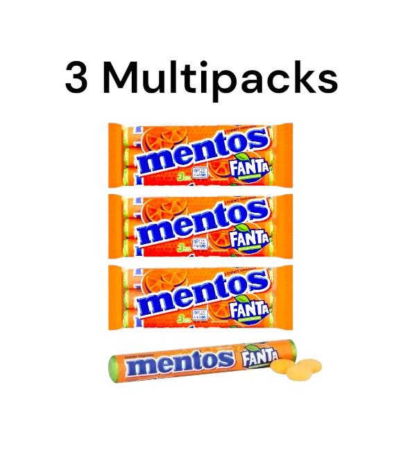 Product Introduction of Mentos Fanta Orange Triple Pack Candy Sweet Snack - Best Before 05/2026 - Bonbon 10