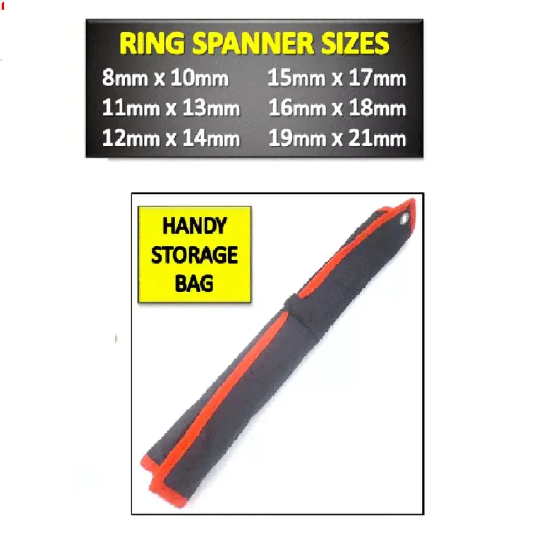 6PC PRO EXTRA LONG FLAT DOUBLE RING SPANNER SET 8mm-21mm LONG REACH WRENCH 23-72 2