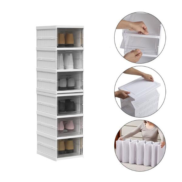 Livingandhome 3/6 Tiers Modernist Installation, Free Foldable & Stackable Shoe Storage Box, Shoe Rack Organiser 7