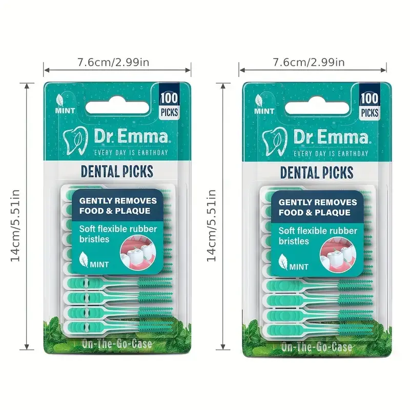 100 pcs Soft Mint Dental Picks & Inter dental Brush Set - Floss Cleaners, Stubborn Stain Removal, Orthodontic Toothbrush for Braces & Travel Essentials Oral Dental Floss Comfort Daily Cleanser