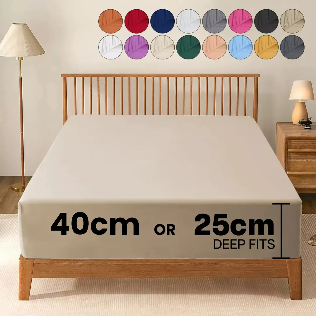 Moonlight Bedding Extra Deep Fitted Sheet 25CM OR 40CM Soft Microfiber Fitted Sheet 200 Threads Count Hypoallergenic Bed Linen Breathable deep pocket