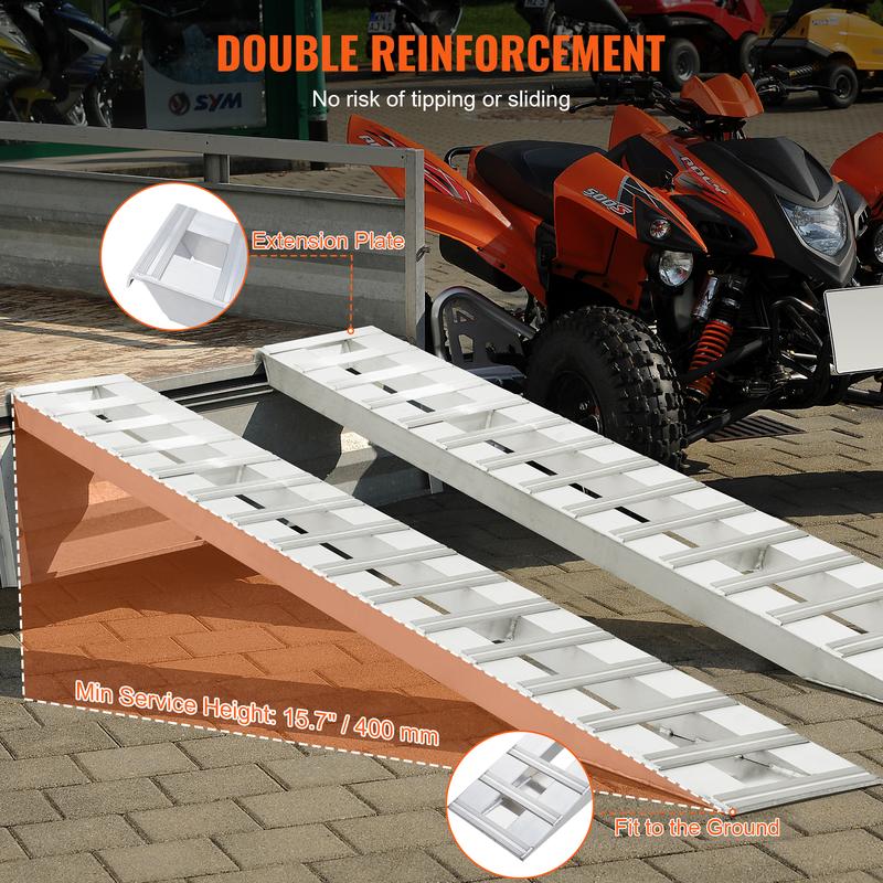 VEVOR 94" x 15" Aluminum Ramps, 6000 LBS Capacity Loading Ramps for Motorcycle/Dirt Bike/Trailer/ATV/UTV/Garden Tractor/Lawn Mower, 2PCS 4