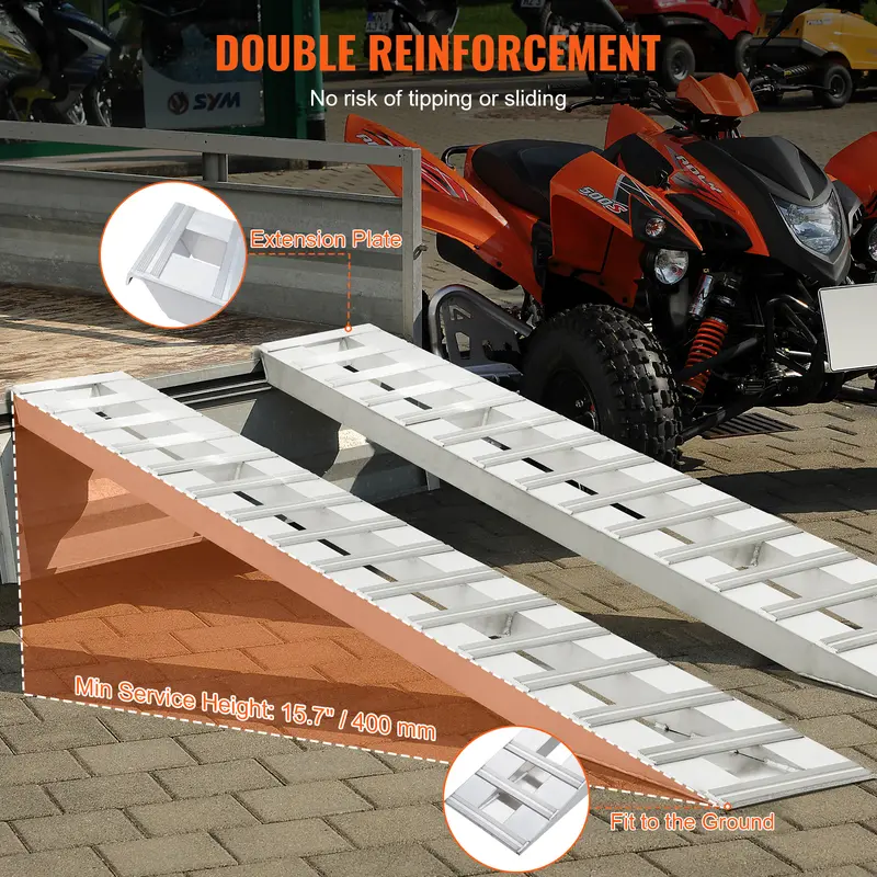 VEVOR 94" x 15" Aluminum Ramps, 6000 LBS Capacity Loading Ramps for Motorcycle/Dirt Bike/Trailer/ATV/UTV/Garden Tractor/Lawn Mower, 2PCS 4