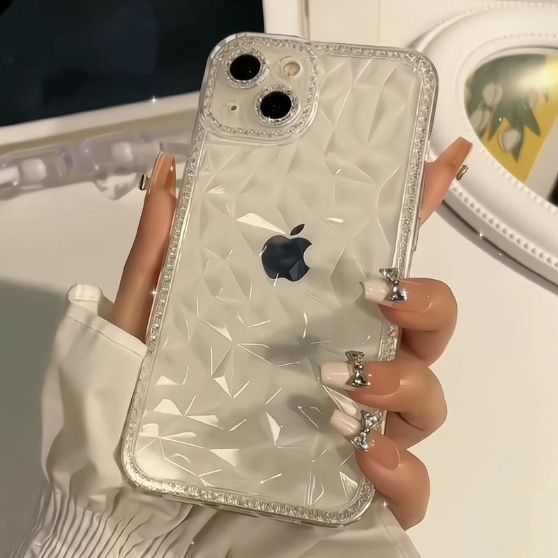 Product Introduction of 「Bubble Phone Case」Luxury Glitter Clear Diamond Texture Phone Case For iPhone 14 13 12 11 Pro Max X XR XS Max 7 8 Plus Lens Protection Soft Cover 1