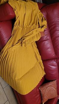 Product Review of Women's Solid Belted Pleated Dress, Elegant Bishop Sleeve Keyhole Back A Line Dress for Spring & Fall, Women's Clothing for Wedding Guest, Dresses for Women from p**0 0