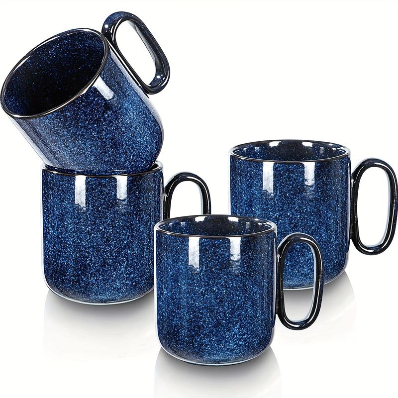 Product Introduction of Vicrays Ceramic Coffee Mug Set - 18 Ounce Large Stoneware Mug For Men Women - Unique Glazed Porcelain Mugs With Handle For Coffee Latte Tea Milk Cocoa - Set Of 4 (Blue) 1