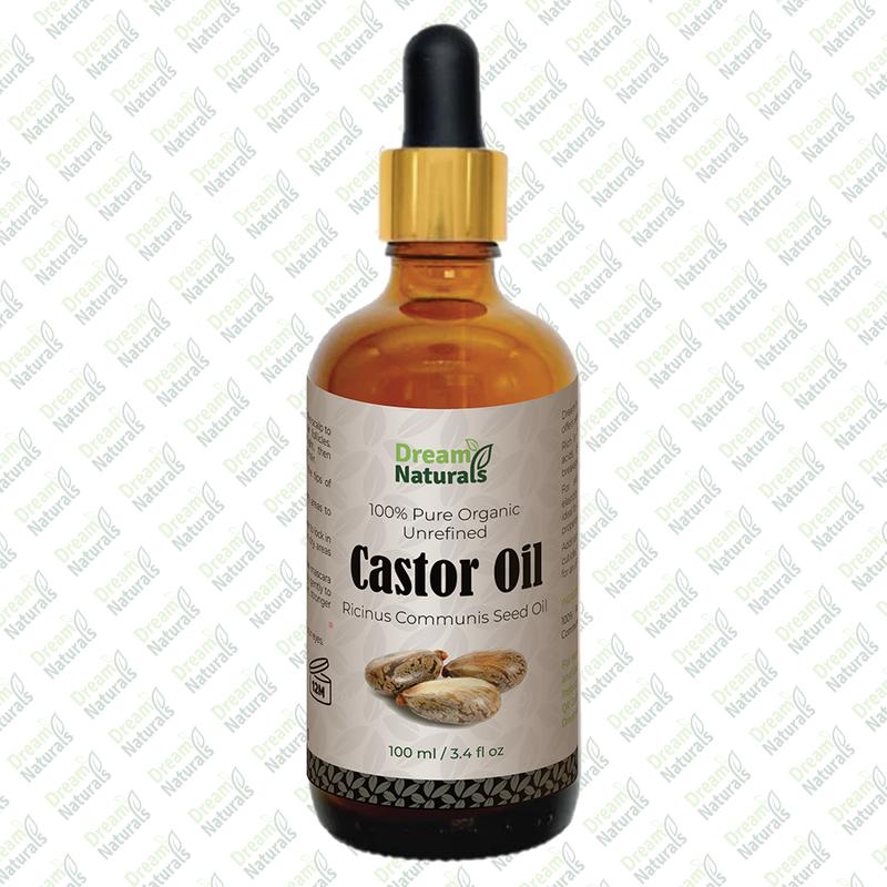 Dream Naturals - 100% Pure Organic Castor Oil - 100 ml - Nourishes. Moisturises, Improve Health, Natural. Body Care Radiant 1