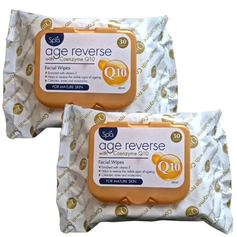 Spa Age 40 Plus Reverse Facial Wipes for Mature Skin with Q10 Coenzyme - Cleansing Wipe Cosmetic Makeup Remover 1