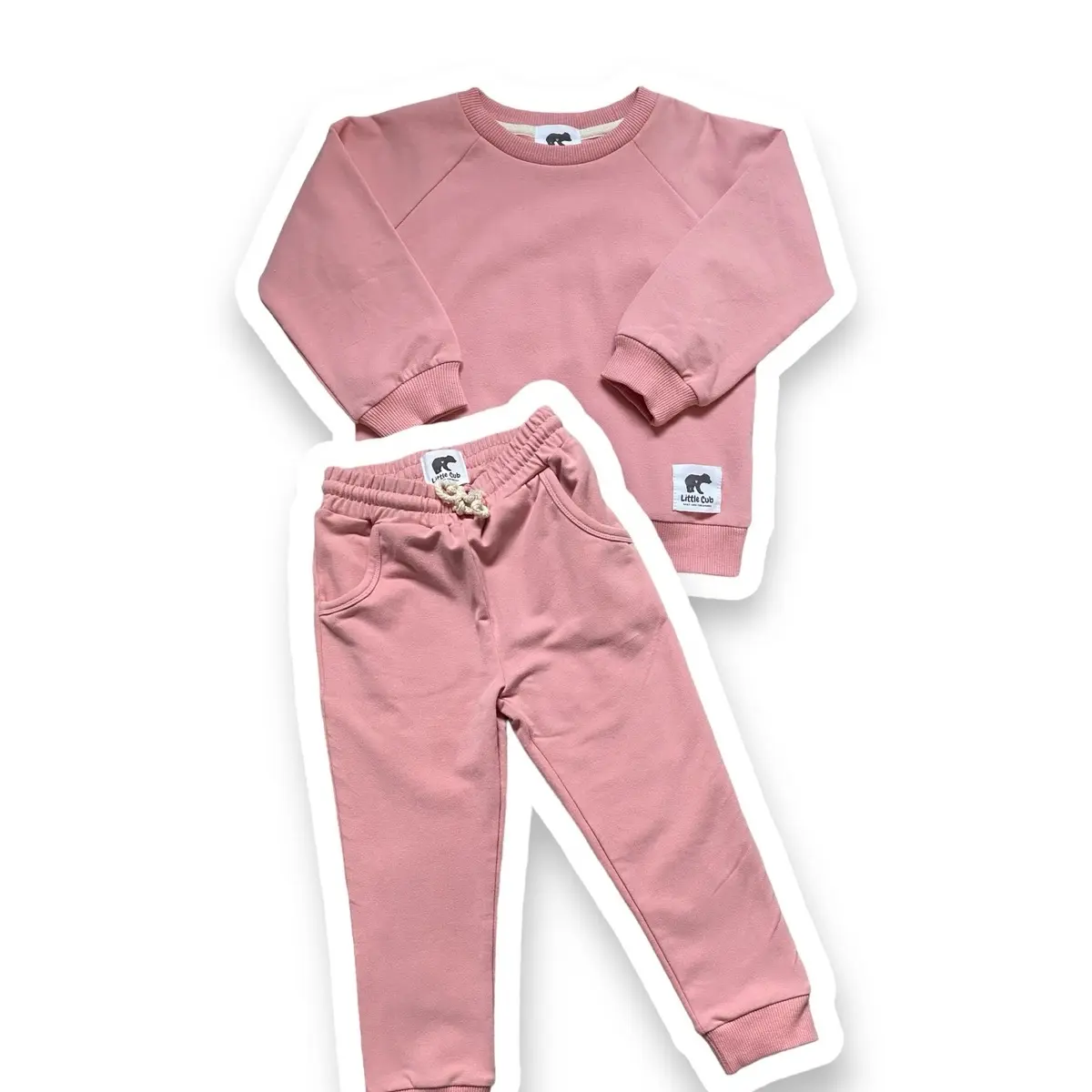 Pink Girls Organic Cotton tracksuit Little Cub