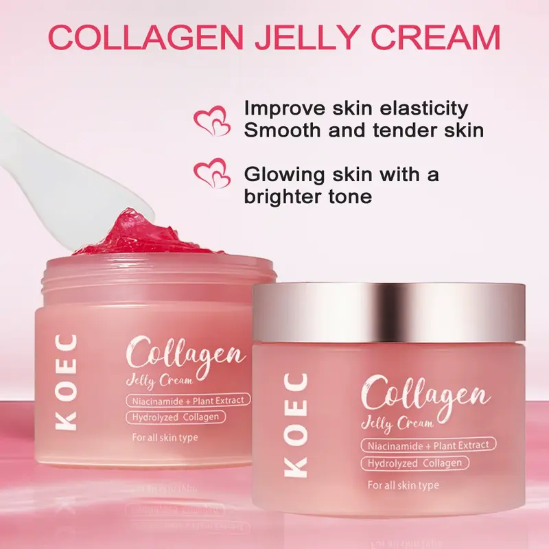 Collagen Jelly Cream, Niacinamide and Hydrolyzed Collagen Women's Moisturizing Cream, Moisturizing Collagen Mask for All Skin Types 3