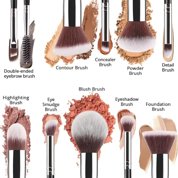 BEAKEY Diversity Make up Brushes 12Pcs Makeup Kit with 2pcs Blender Sponges - Cosmetic 2