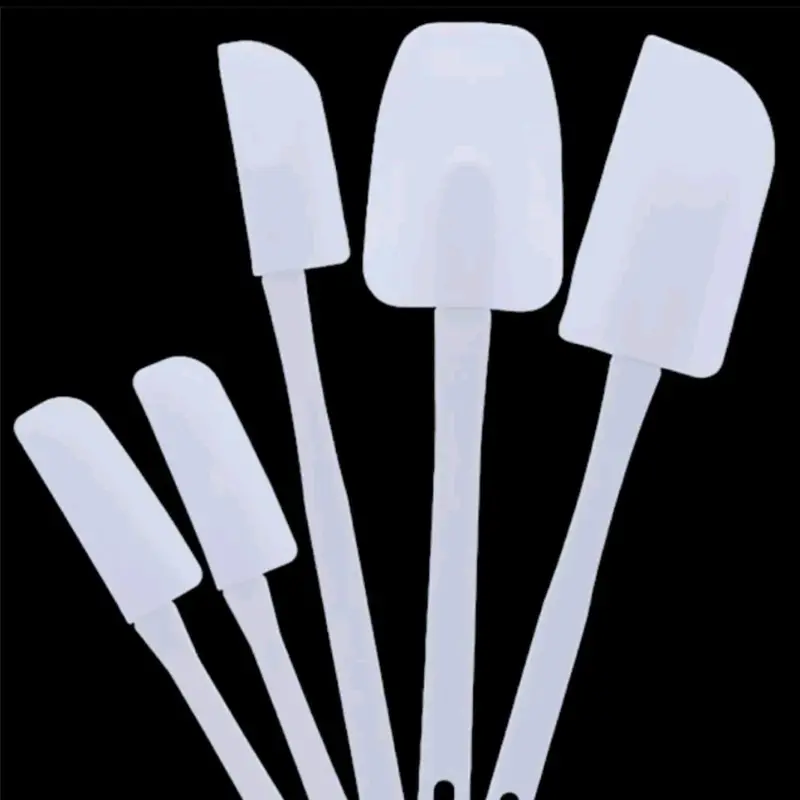 5 PCS White Spatulas Mixing Set Utensils Cake Cooking Baking Kitchen Bakeware Plastic Handles Steel Oven 6