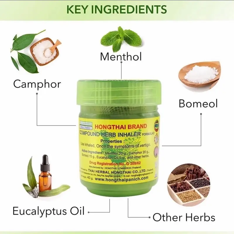 Hong Thai 100% Authentic Thai Natural Herbs Inhaler - Herbal, Natural for Healthcare and Healthy 2