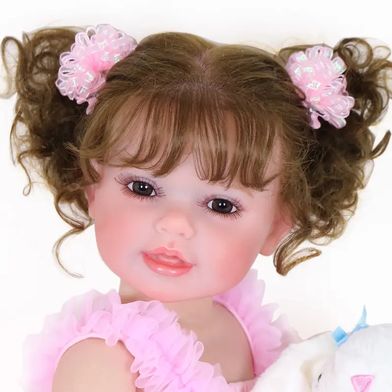 22-Inch Reborn Toddler Girl Doll - 3D Painted Skin, Visible Veins, Soft Full Vinyl Body with Rooted Hair 1