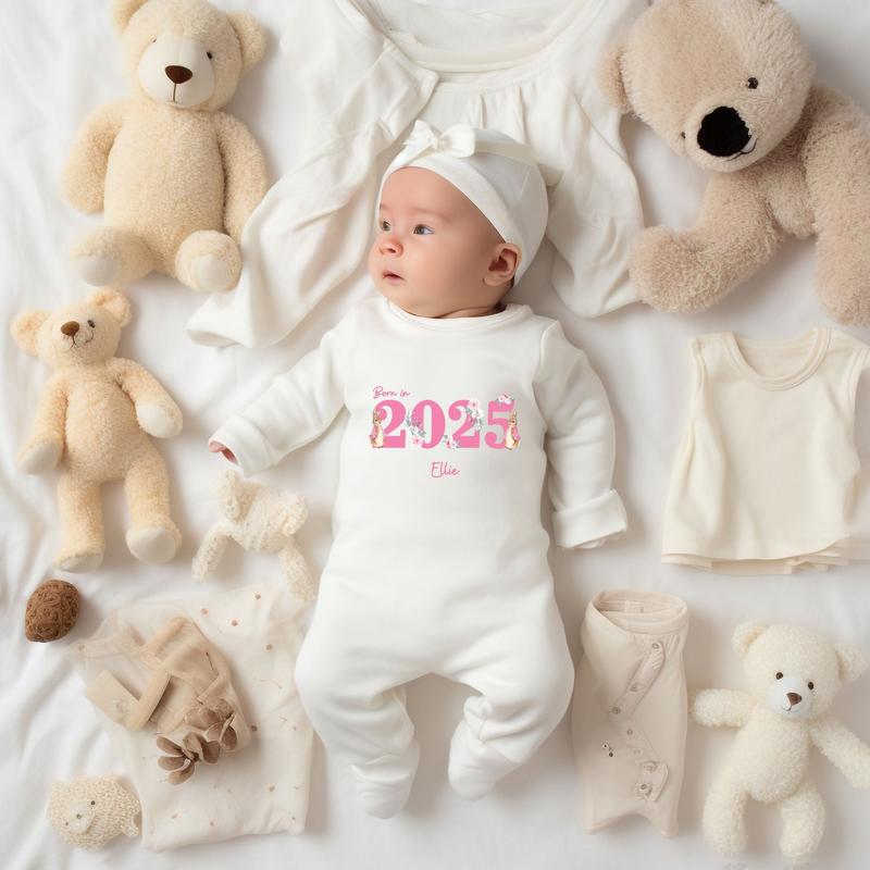 Personalised Peter Rabbit Born in 2025 Baby Outfit, Coming Home - New baby arrival Vest, Rompersuit 5