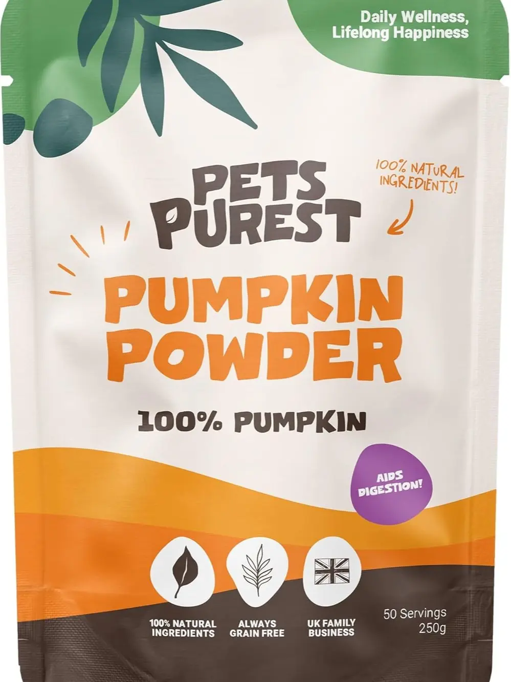 Pets Purest Pumpkin Powder for Dogs - 250g 100% Pure Pumpkin Powder Dog Food Topper