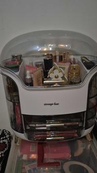 Product Review of Makeup Organizer, Dustproof Large Cosmetic Storage Box, Skincare Container with Drawers, White Transparent Gift box for Vanity Case from #**# 1